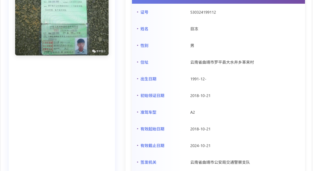 驾驶证 OCR 识别